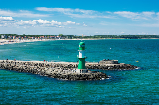 View to the mole of Warnemuende (Germany).