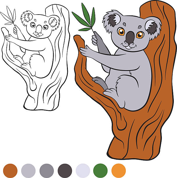 小さなかわいいコアラに位置し、木々とは - koala australia animal isolated点のイラスト素材／クリップアート素材／マンガ素材／アイコン素材