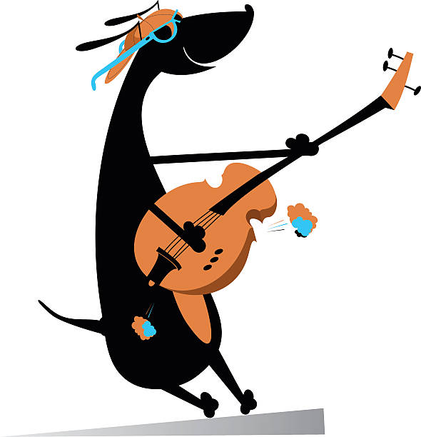 ilustraciones, imágenes clip art, dibujos animados e iconos de stock de perro está tocando guitarra - pop punk