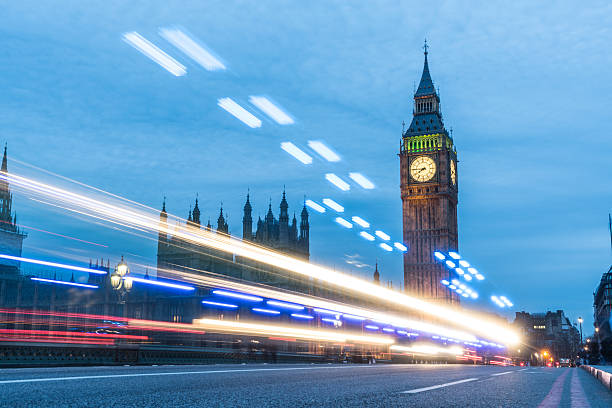 istock Big Ben at Dusk with Traffic Lights, London, 540748480