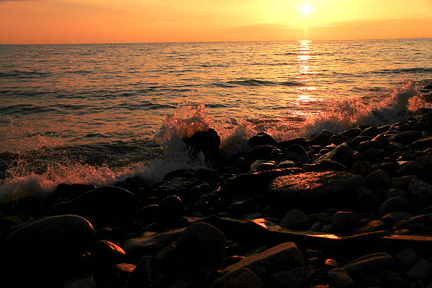 istock Sunset over the Black sea and summertime beach 540750600