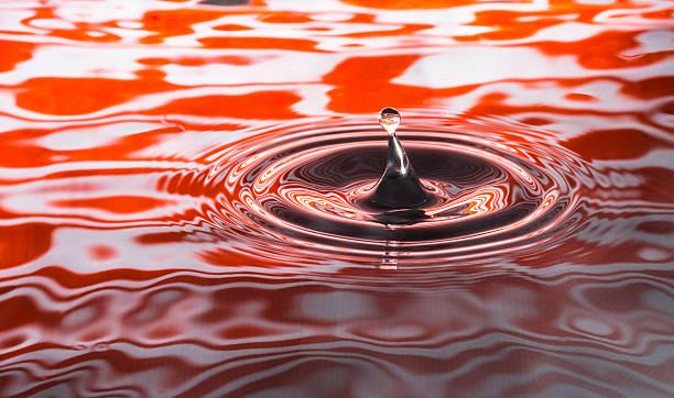 istock Water droplet on orange ripppled background 540754534