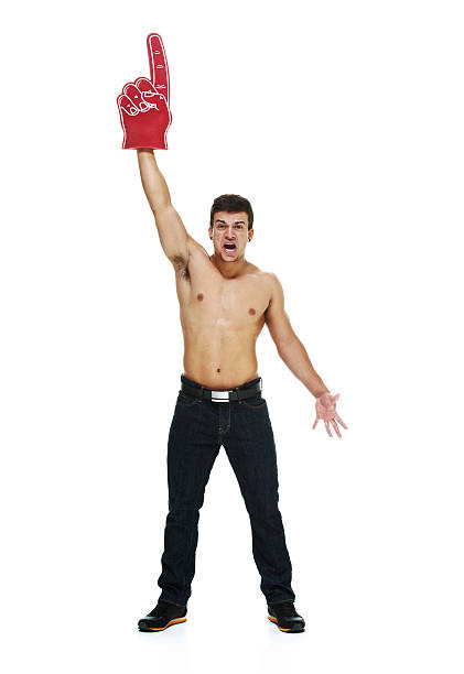 istock Excited shirtless man cheering 540754614