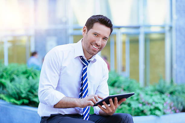 istock Businessman networking in the street 540756408