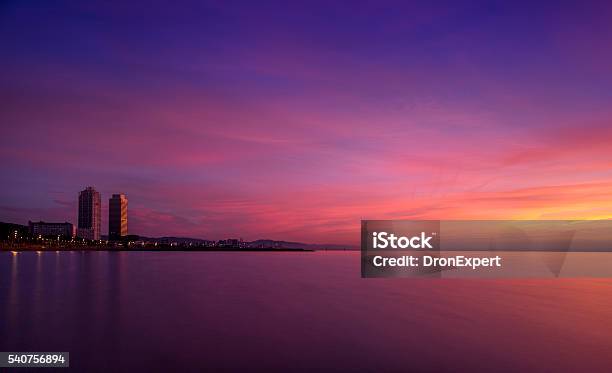 First Light Over Barcelona Stock Photo - Download Image Now - Sky, Night, Dusk