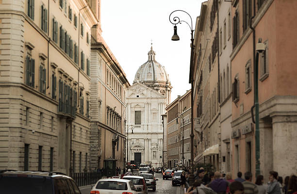 Rome, Italy - October 8, 2011: View of St. Andrews Church from Corso del Renascimento.
