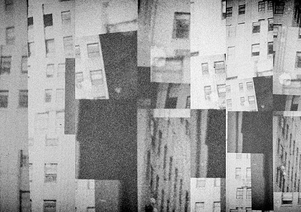 monochromatická koláž fragmentů budov - dělení změna tvaru fotky - stock snímky, obrázky a fotky