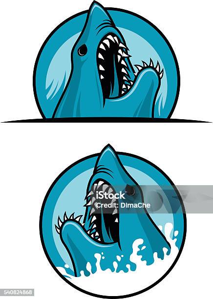 Shark Emblems Stock Illustration - Download Image Now - Shark, Animal Teeth, Monster - Fictional Character