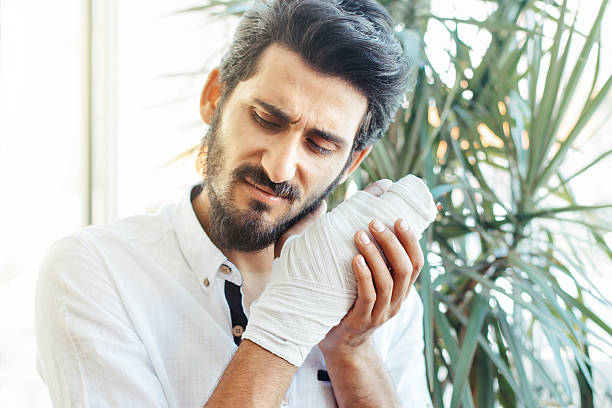 istock Bandaged hand portrait 540825188
