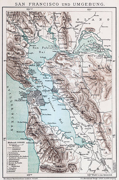 illustrazioni stock, clip art, cartoni animati e icone di tendenza di mappa di san francisco - map san francisco bay area san francisco county cartography