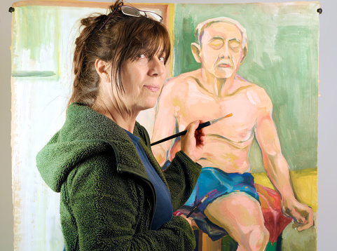 Woman artist painting
