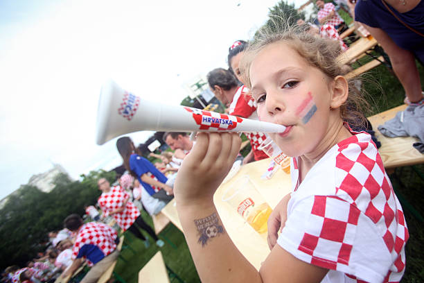 Croatian football fans stock photo