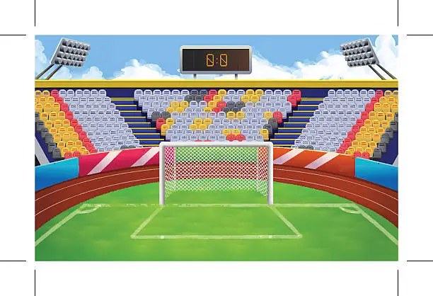 Vector illustration of Stadium, football goal vector background