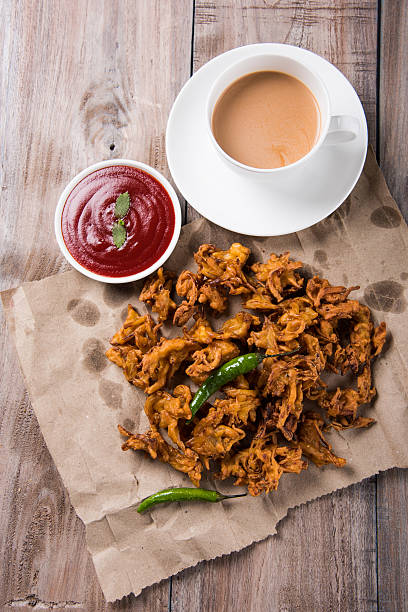 istock onion bhaji or pakora served with tomato ketchup and tea 540831682