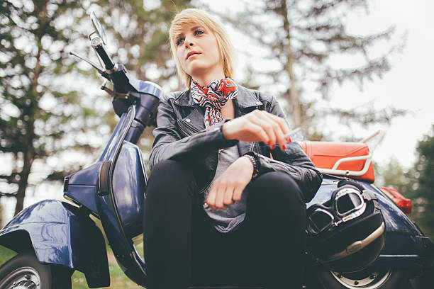 istock Rebel biker woman 540834558