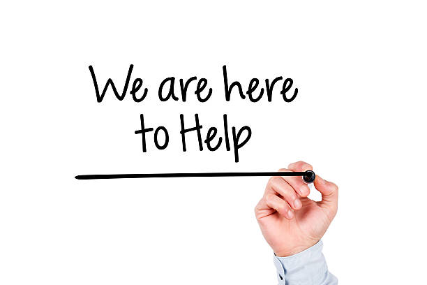 istock We are here to help written on the whiteboard 540835404