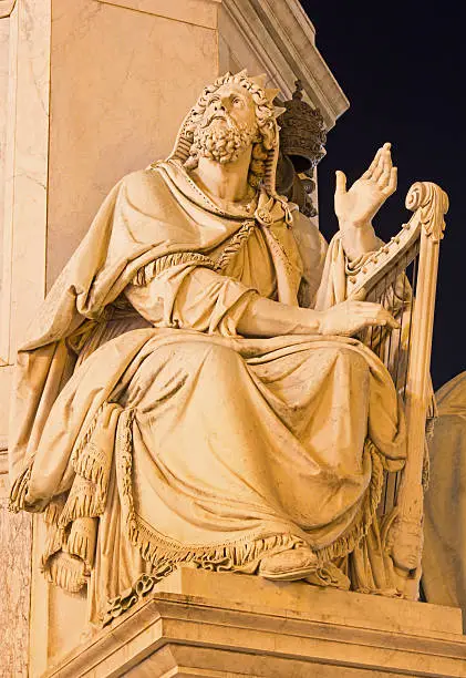 Rome - The king David statue on the Column of the Immaculate Conception by Adam Tadolini (1819 - 1883) on Piazza Mignanelli square.