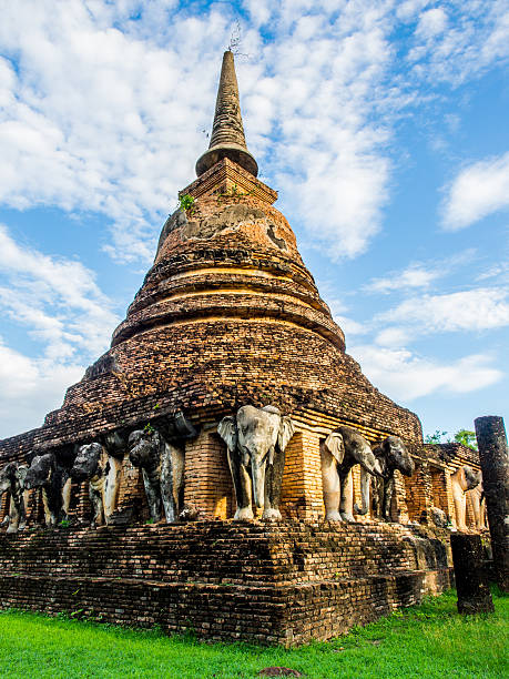 istock An ancient sandstone pagoda with Elephant Sculptures at the base 540840134