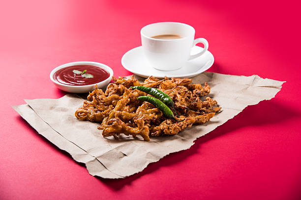 istock onion bhaji or pakora served with tomato ketchup and tea 540843666