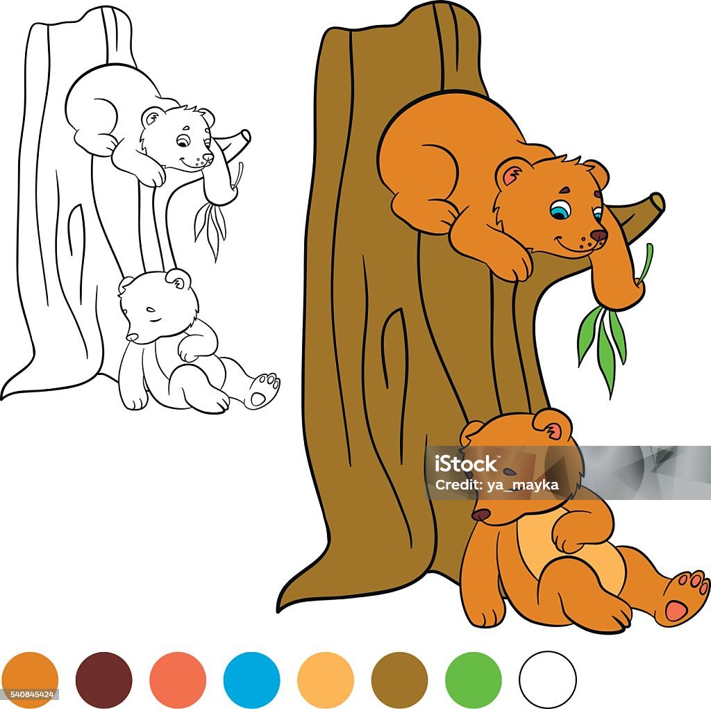 Color Me Bear Coloring Page Color Me Bear Two Little Cute Bears Stock Illustration ...