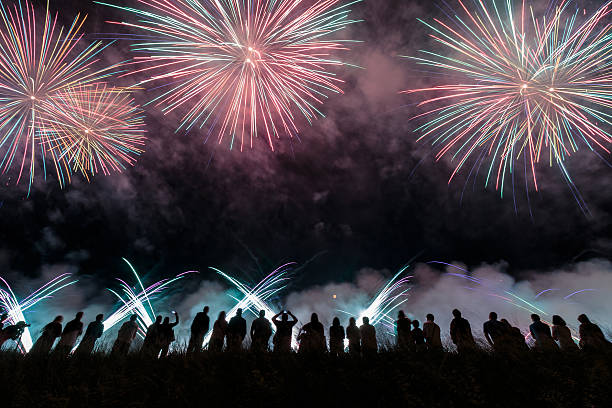 istock Group of people enjoying fireworks show 540847560
