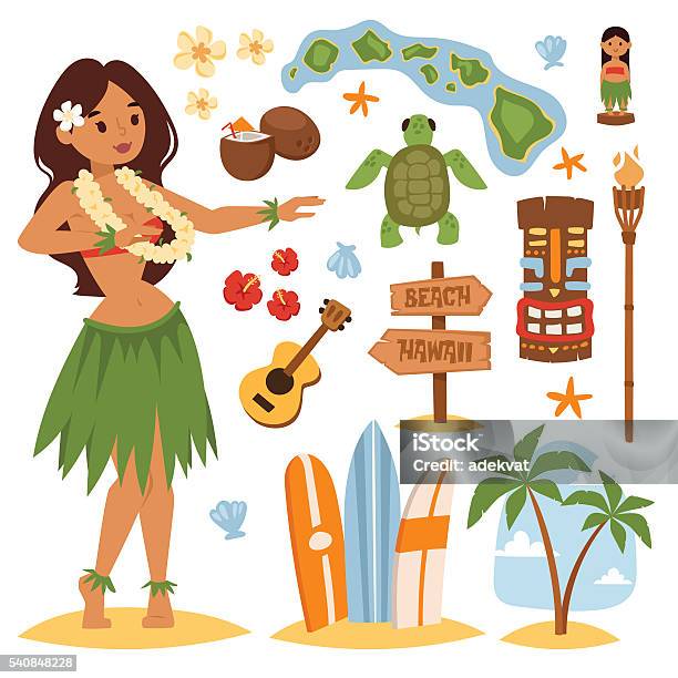 Hawaii Vector Set Stock Illustration - Download Image Now - Aloha - Single Word, Big Island - Hawaii Islands, Hawaii Islands