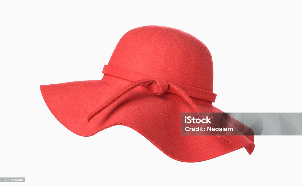 Woman`s summer red straw hat isolated Hat Stock Photo