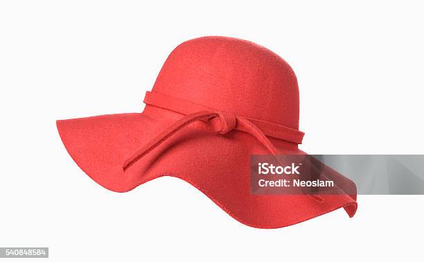 Womans Summer Red Straw Hat Isolated Stock Photo - Download Image Now - Hat, Cut Out, Clothing