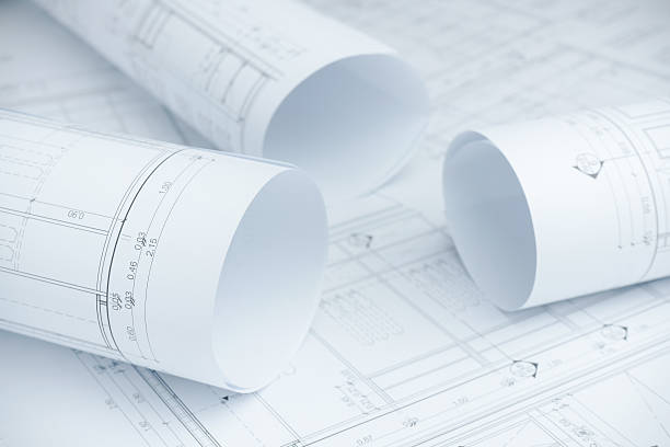 istock architectural drawing paper rolls of a dwelling for construction 540848968