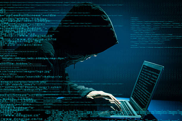 Hacker attacking internet stock photo