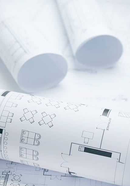 istock architectural drawing paper rolls of a dwelling for construction 540849024