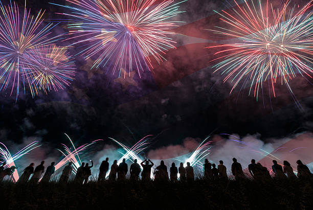 istock Group of people enjoying fireworks show 540851076