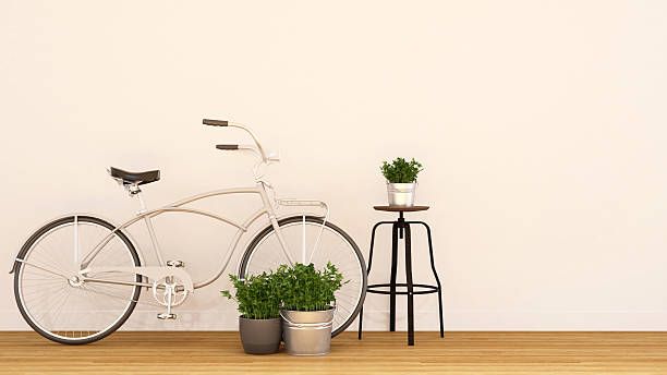 istock bycicle pearl white and indoor garden-3d rendering 540857562
