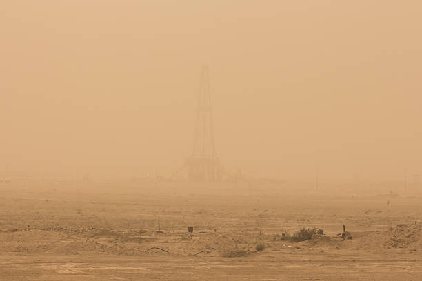 istock Sand storm and oil rig 540859922
