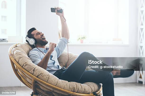 Time To Relax Stock Photo - Download Image Now - Men, Music, Headphones