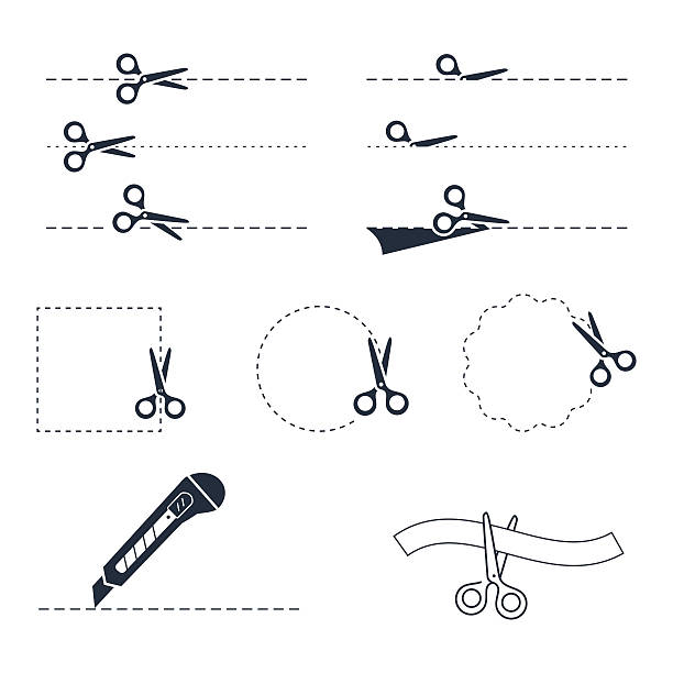 вектор ножницы значок набор. векторные символы. иллюстрация вектора - лента для шитья stock illustrations