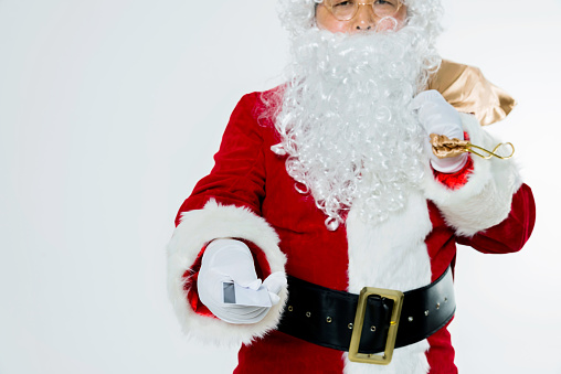 Santa claus giving a gift card