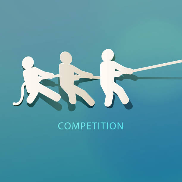 ilustrações, clipart, desenhos animados e ícones de conceito de concorrência papel cortado - community paper chain people support