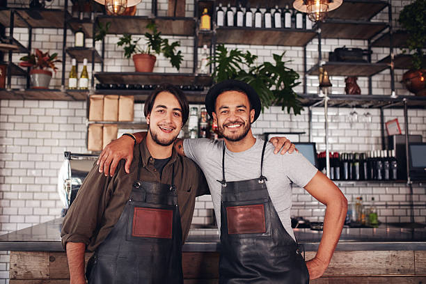 istock Happy young male bartenders 540865968