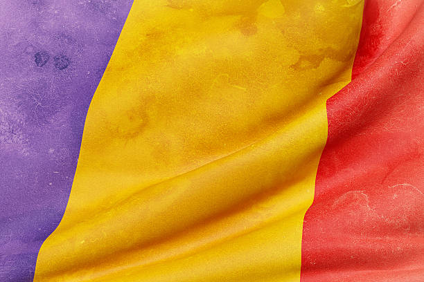 3d rendering of an old and dirty Republic of Chad flag waving