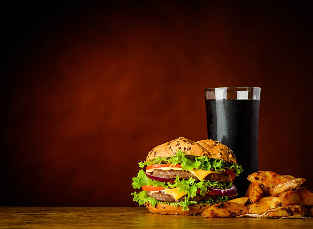 istock Burger wich Cold Cola, Fries and Copy Space 540867214