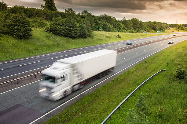 Truck in motion on motorway