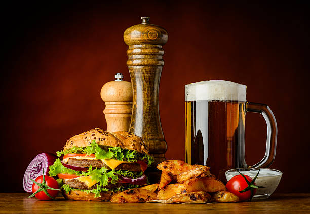 istock Burger with Cold Beer and Fries 540868292