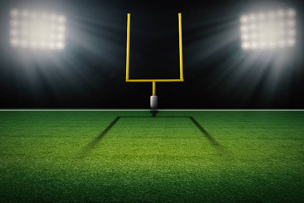 american football field goal post american football field goal post with empty field american football field photos stock pictures, royalty-free photos & images