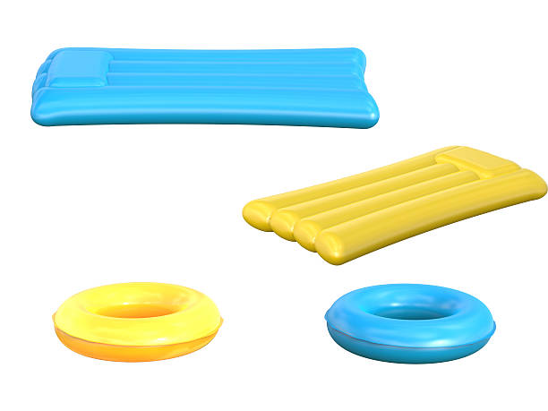 inflatable rafts and swim rings inflatable rafts and swim rings isolated on white pool raft stock pictures, royalty-free photos & images