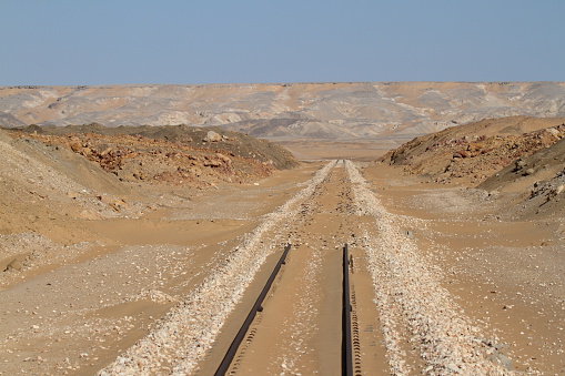 Railway in the desert, transportation, mode of transportation concept
