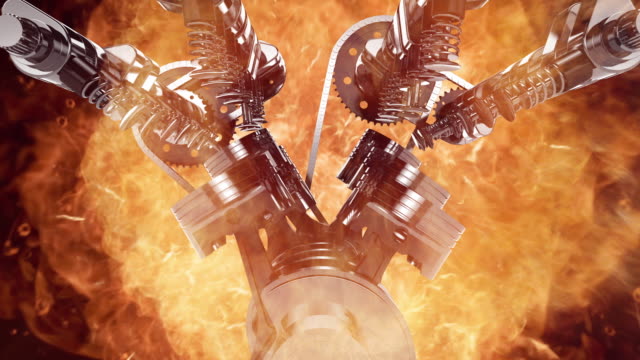 Animated 3D V8 Engine With Explosions