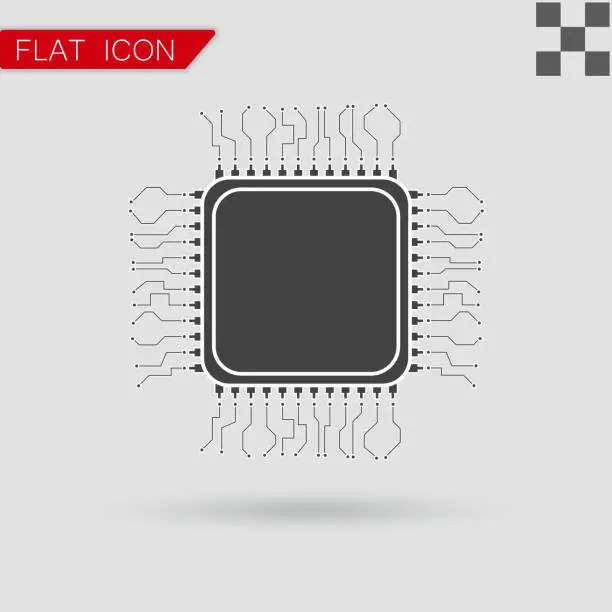 Vector illustration of processor Icon Flat App Web Style