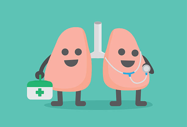 ilustrações, clipart, desenhos animados e ícones de médico personagem de desenho do pulmão - inhaling human lung problems anatomy