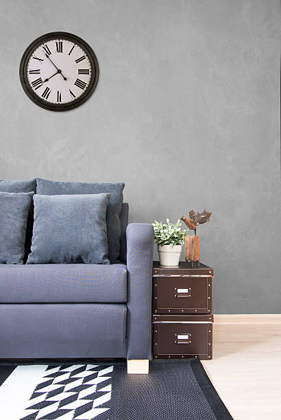 istock Living room, navy blue sofa with boxes decoration 540964850